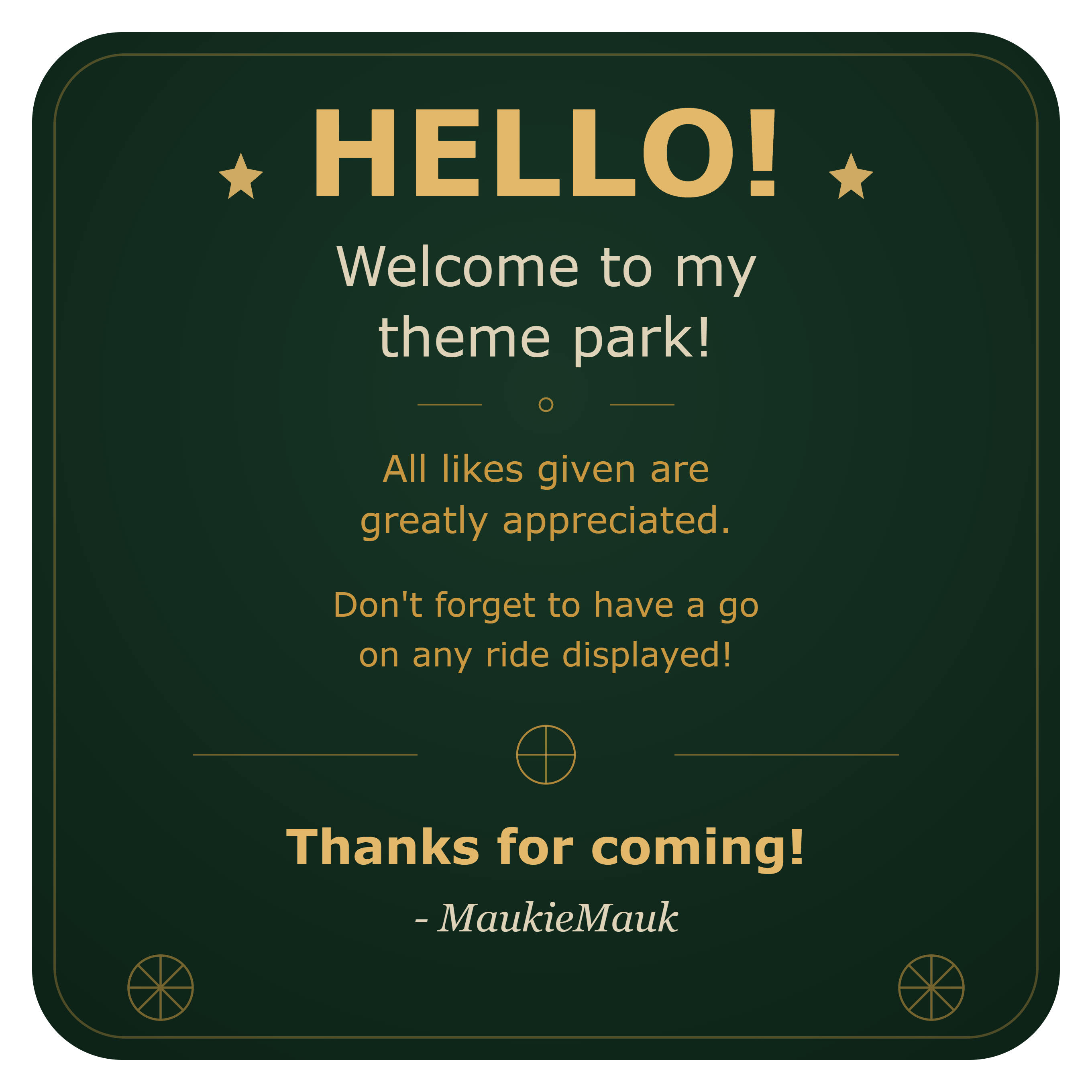 Welcome to Rivora Park sign
